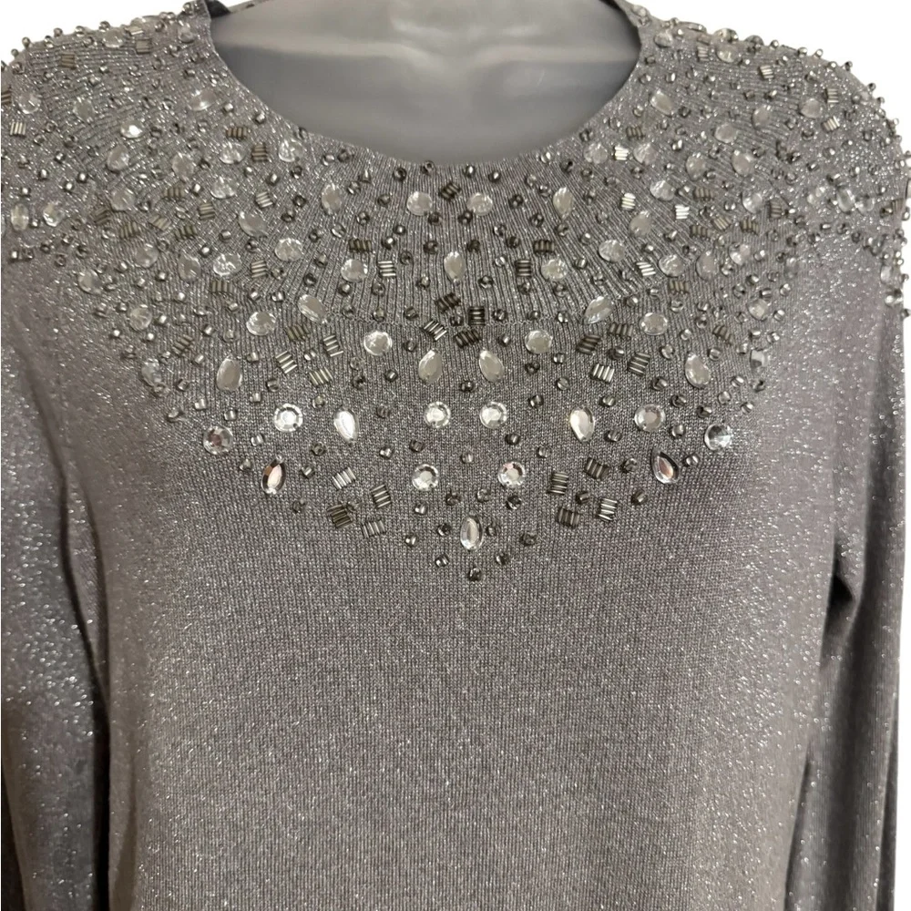 NWT GORGEOUS *SPECIAL OCASSION* SILVER SPARKLING TOP SMALL #6 - Picture 2 of 10